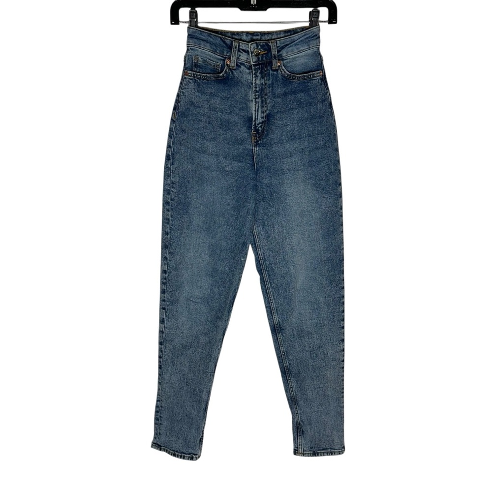 H&M Divided Mom Ultra-High Waist Loose Fit High Ankle Jeans Light Blue Denim 0